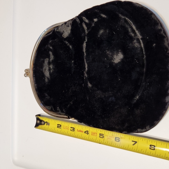 Vintage velvet evening bag fold over clutch - Picture 4 of 7